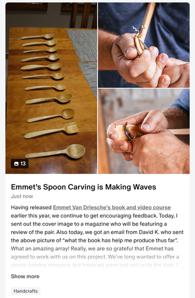 Emmet’s Spoon Carving is Making Waves