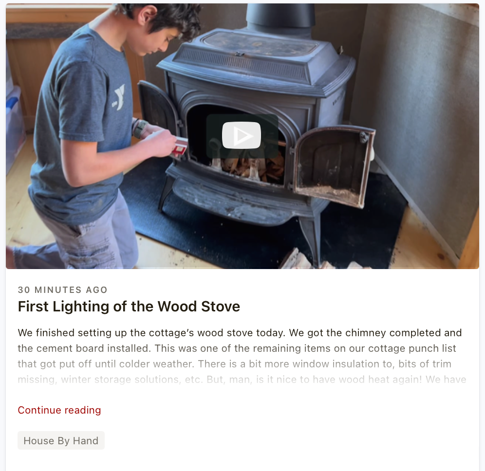 First Lighting of the Wood Stove Mortise & Tenon Magazine