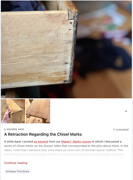 A Retraction Regarding the Chisel Marks