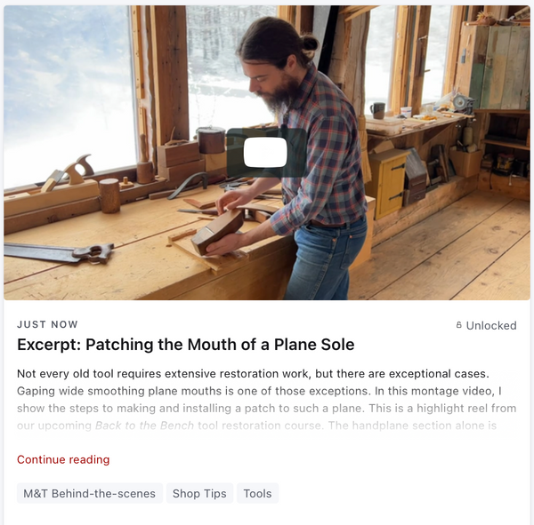 Excerpt: Patching the Mouth of a Plane Sole