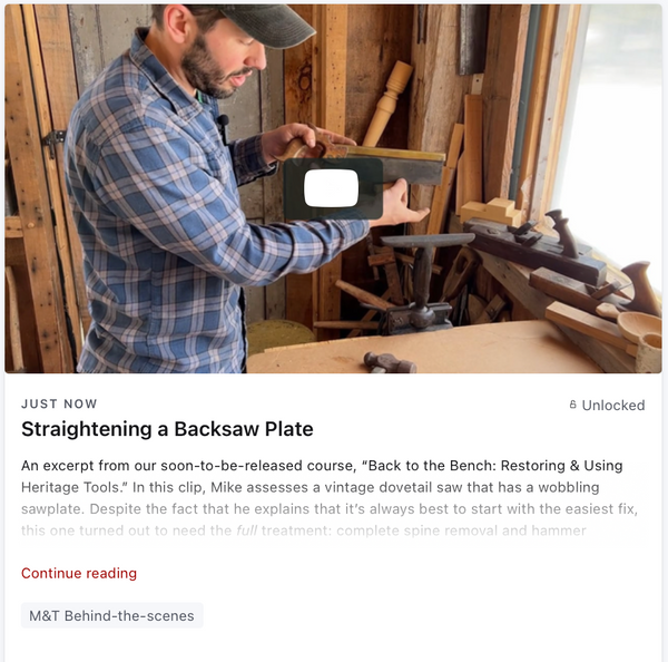 Straightening a Backsaw Plate