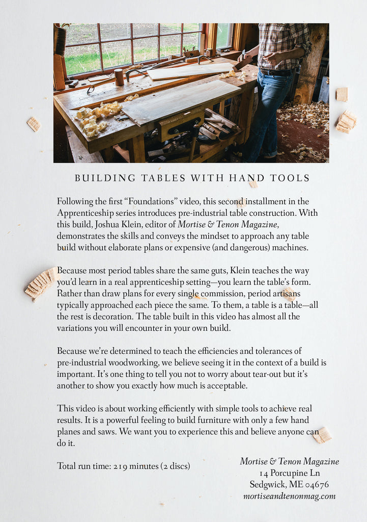  Apprenticeship Series Tables Mortise & Tenon Magazine